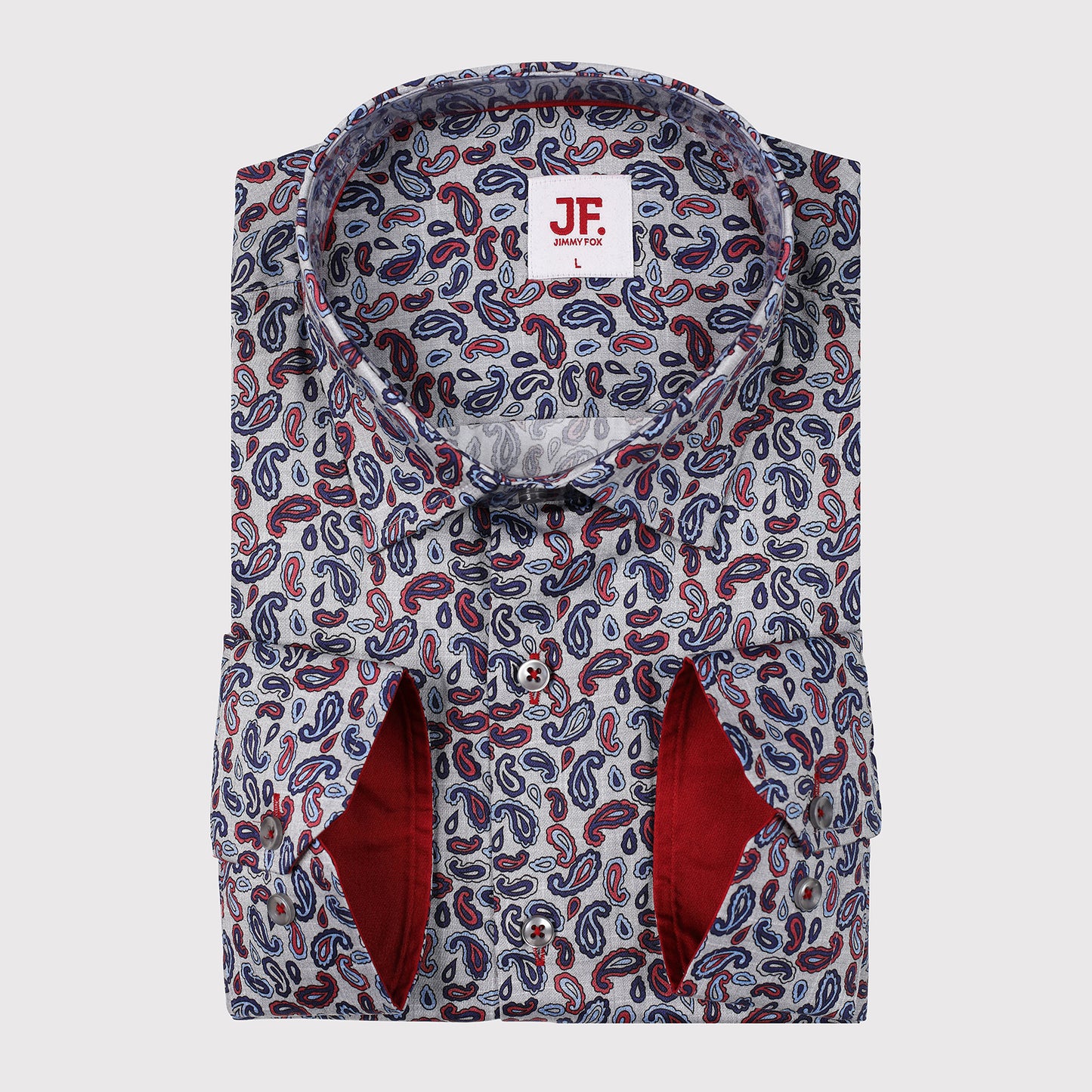 JF361 JIMMY FOX Mini Paisley Print Slim Fit L/S Shirt