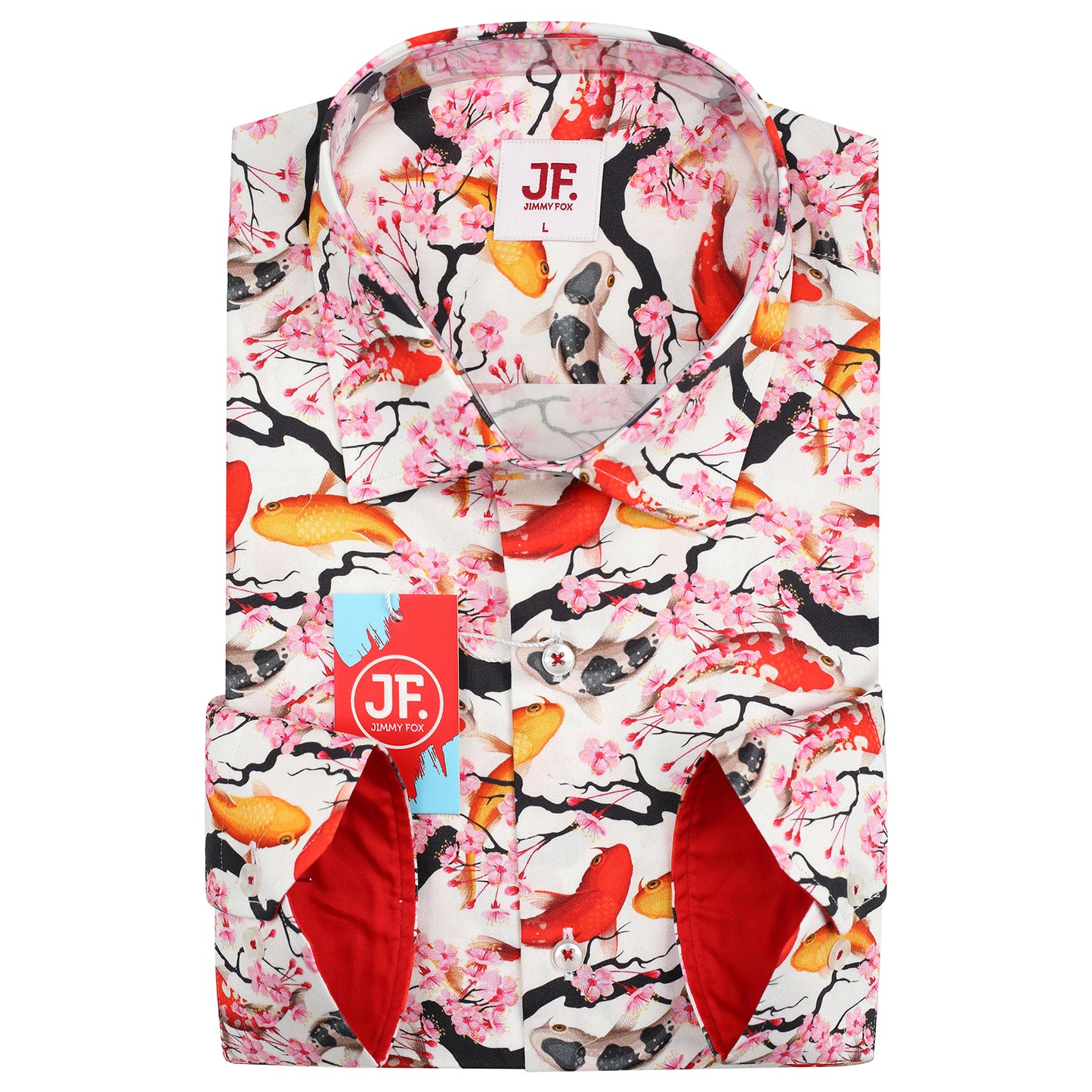 Koi Fish Print Slim Fit L/S Shirt