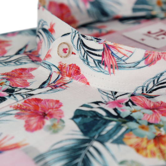 White Floral Print Tailored Fit Long Sleeve Shirt