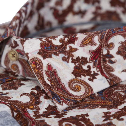 White Paisley Print Tailored Fit Long Sleeve Shirt