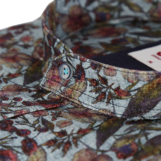 Grey Multi Floral Print Tailored Fit Long Sleeve Shirt