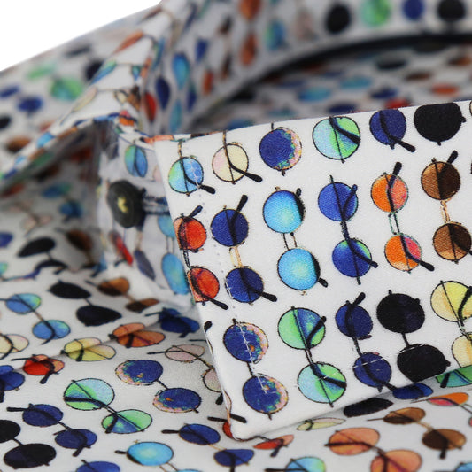White Spectacles Print Tailored Fit Long Sleeve Shirt