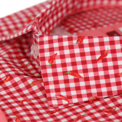 Red Picnic Check Hot Pepper Overprint Tailored Fit Long Sleeve Shirt
