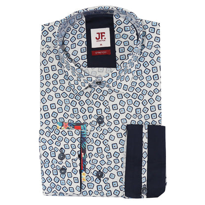 White Box Print Tailored Fit Long Sleeve Shirt