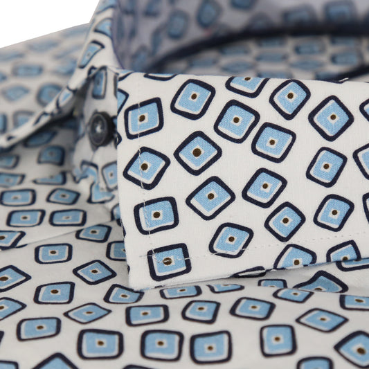 White Box Print Tailored Fit Long Sleeve Shirt