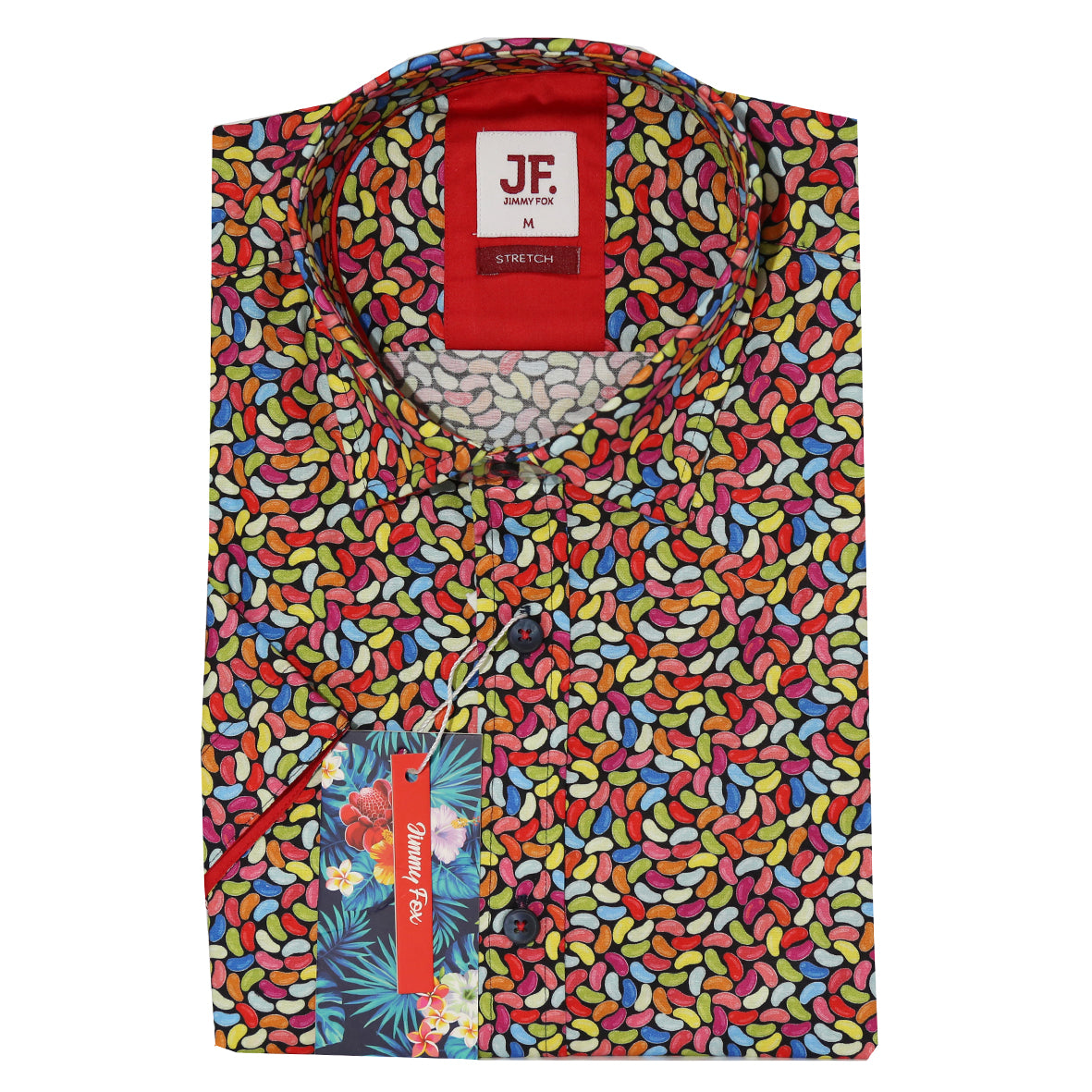 JF23570 Multi Coloured Jelly Bean Print Tailored Fit Short Sleeve Shirt