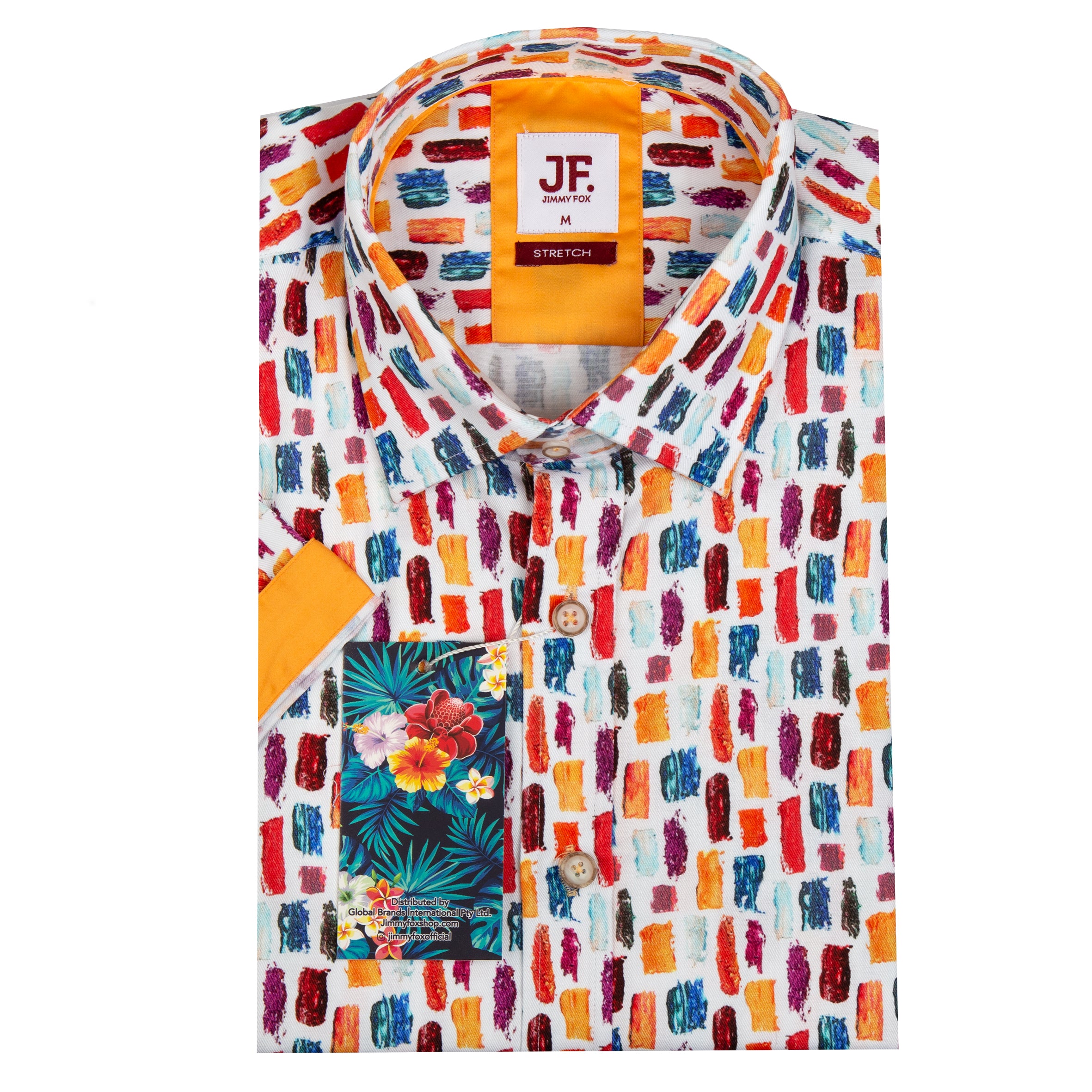 Multi Coloured Rectangular Box Print Tailored Fit Short Sleeve Shirt