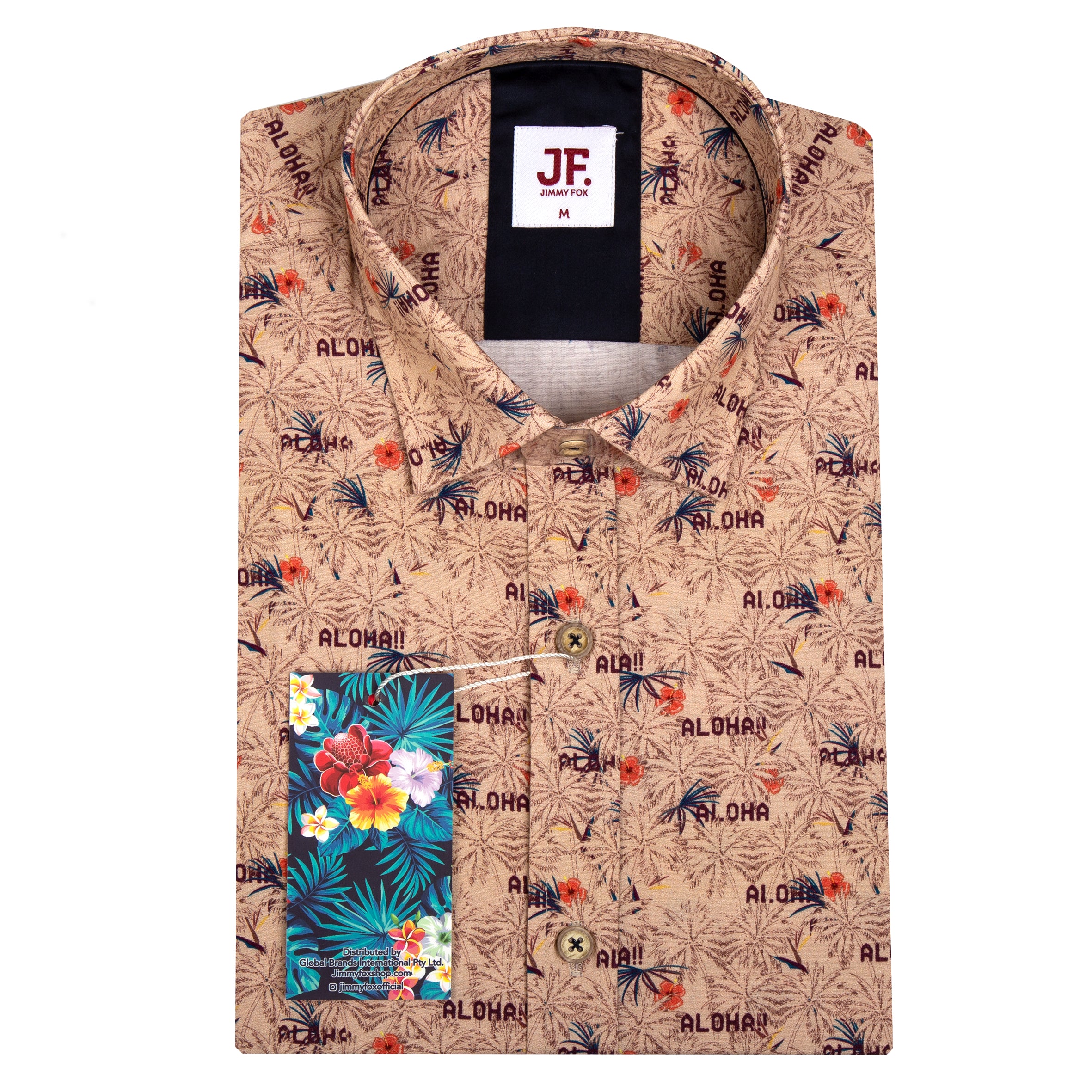 Vintage Hawaiian Print Tailored Fit Short Sleeve Shirt