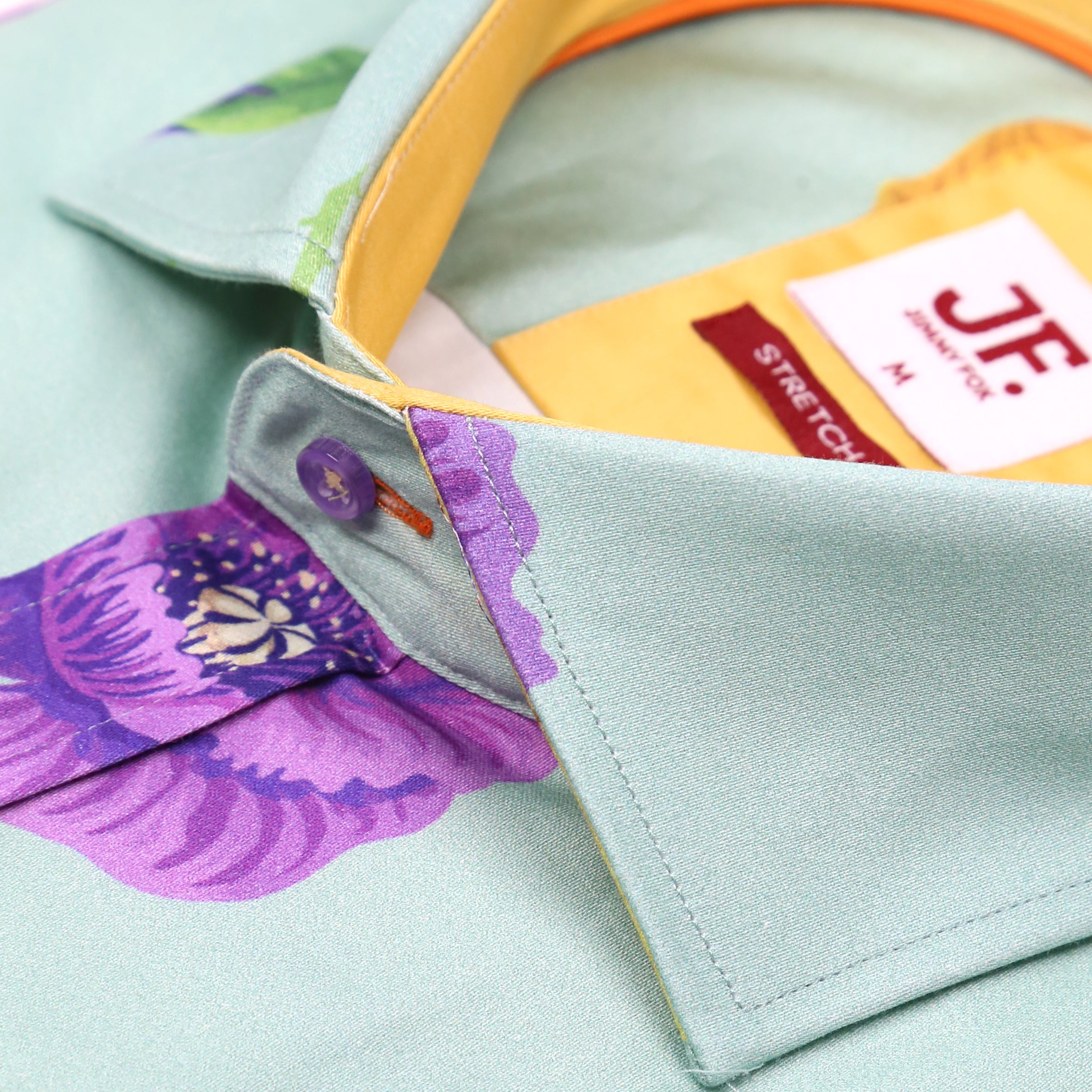 Mint Green Floral Print Tailored Fit Short Sleeve Shirt