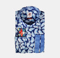 JF519A JIMMY FOX Royal Blue Summer Floral Print Slim Fit Long Sleeve Shirt