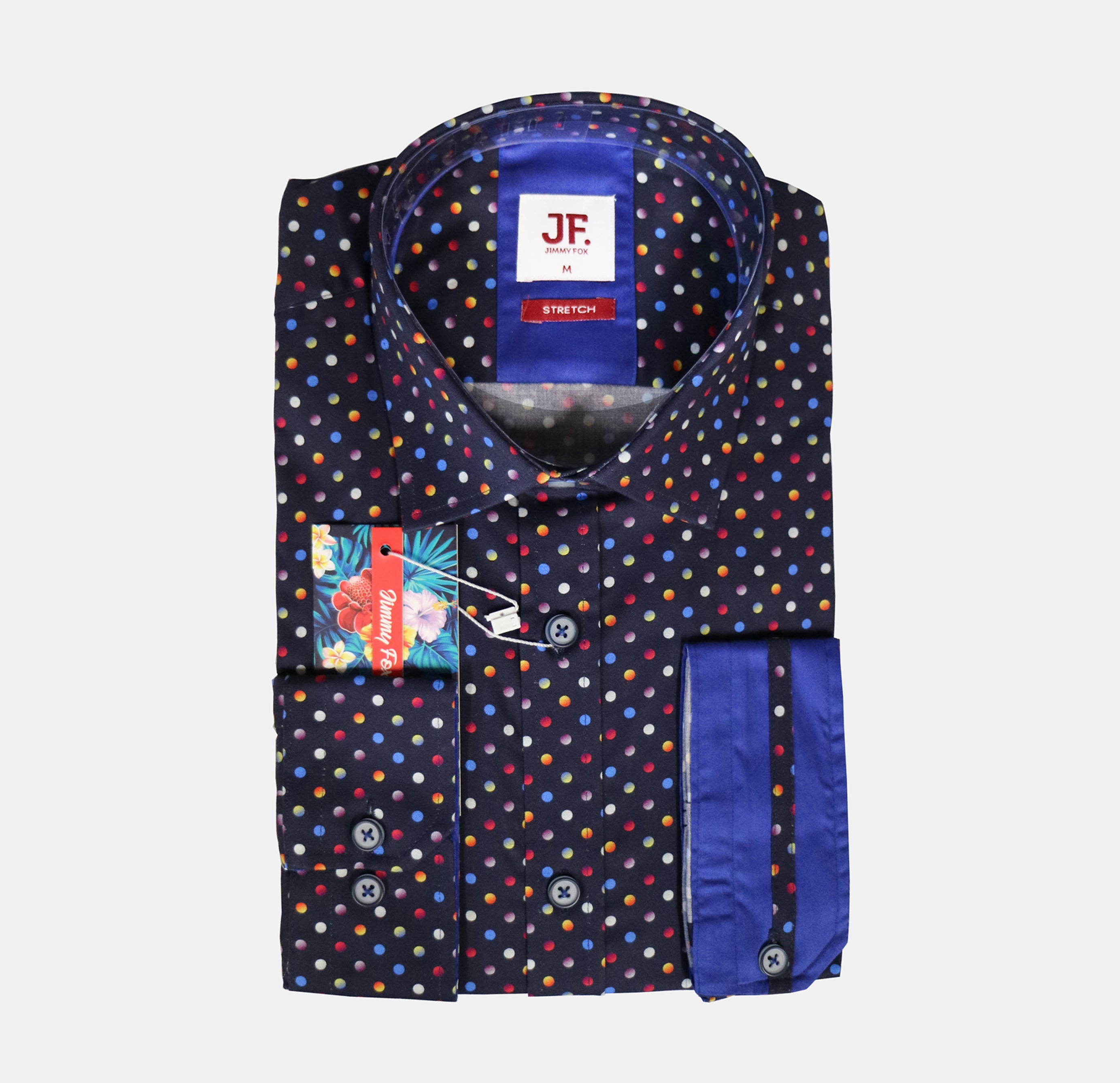JF523A JIMMY FOX Mini Spot Print Tailored Fit Long Sleeve Shirt