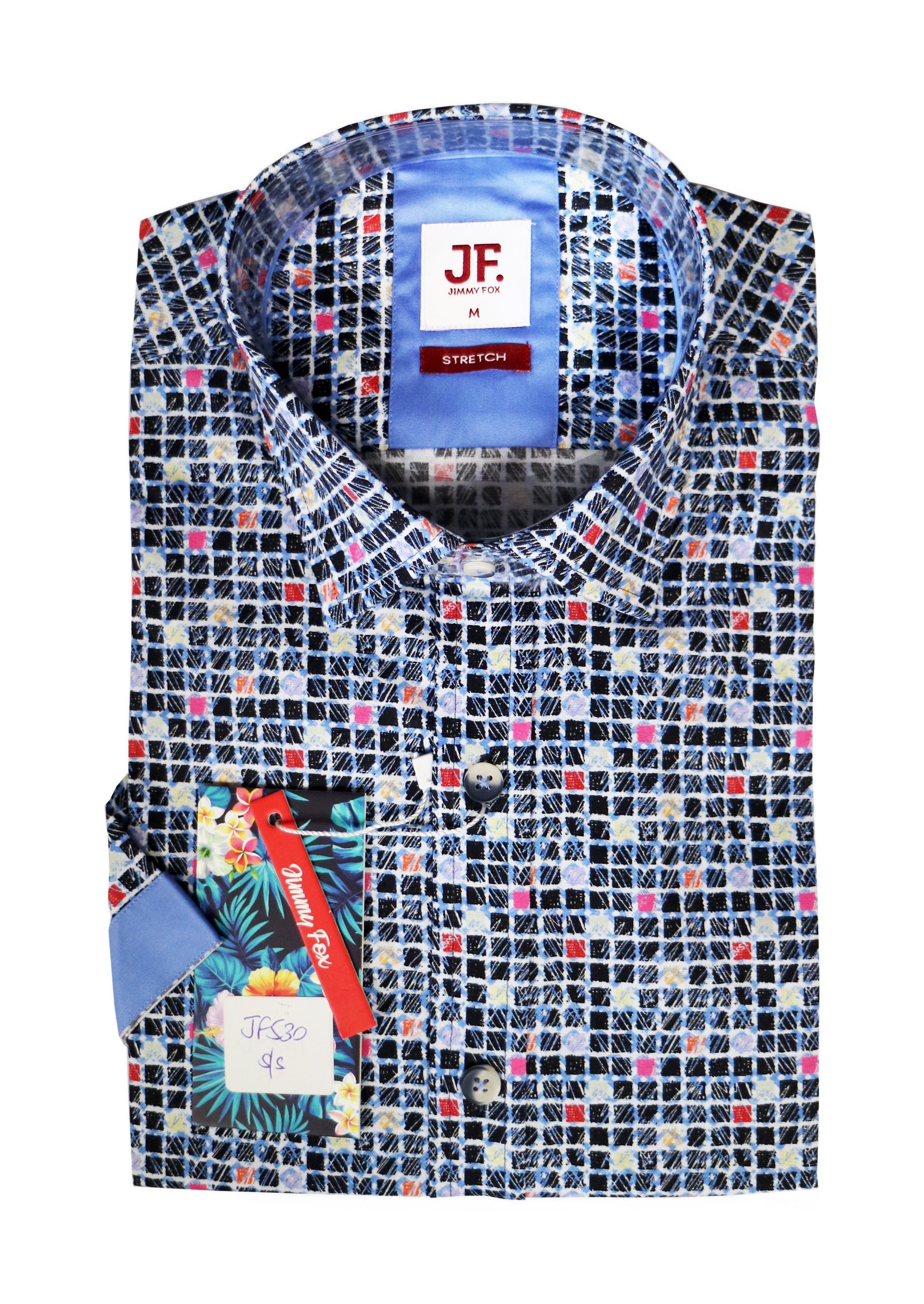 Multi Coloured Check Tailored Fit Short Sleeve Shirt