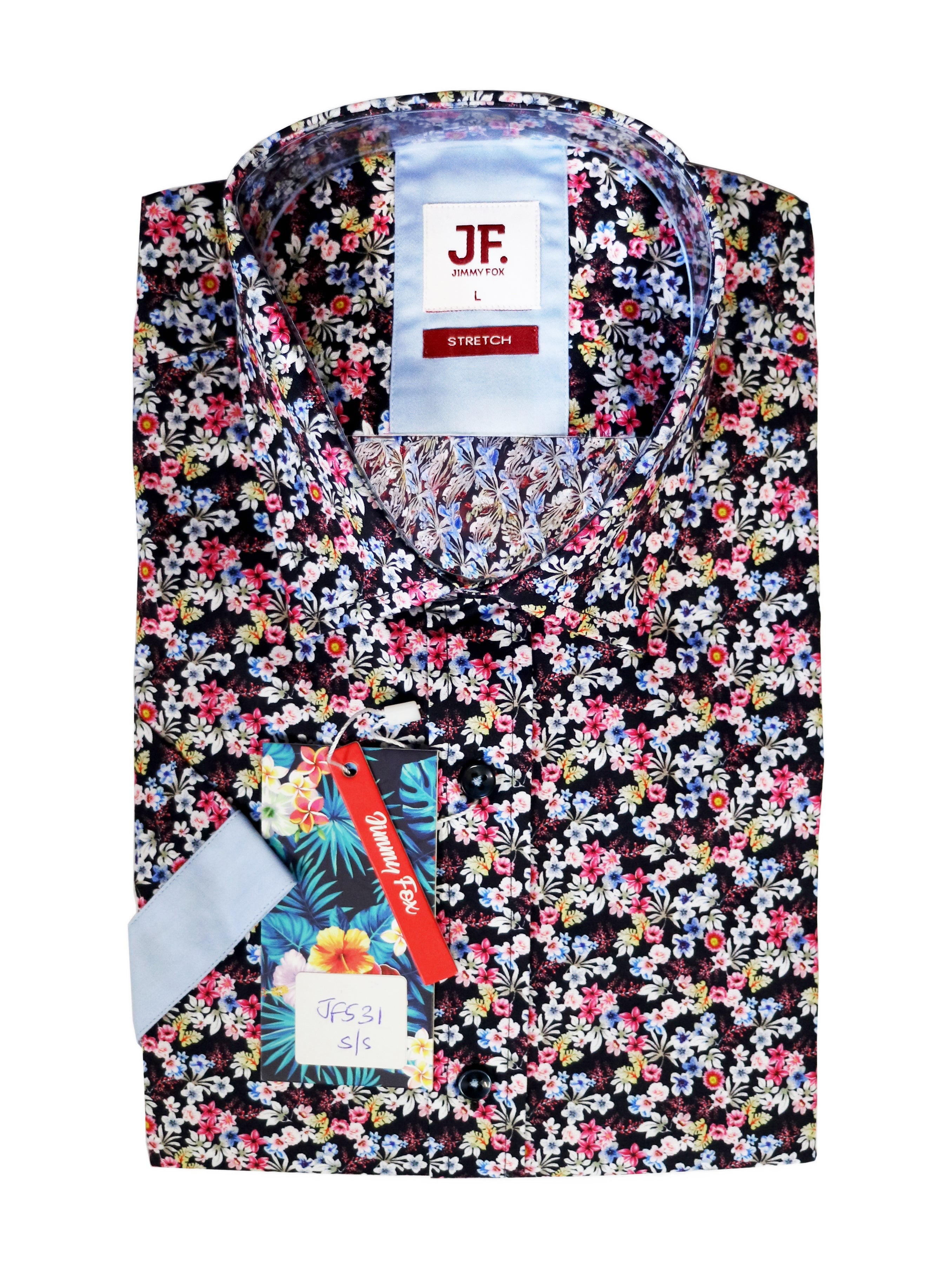 Multi Coloured Mini Floral Tailored Fit Short Sleeve Shirt