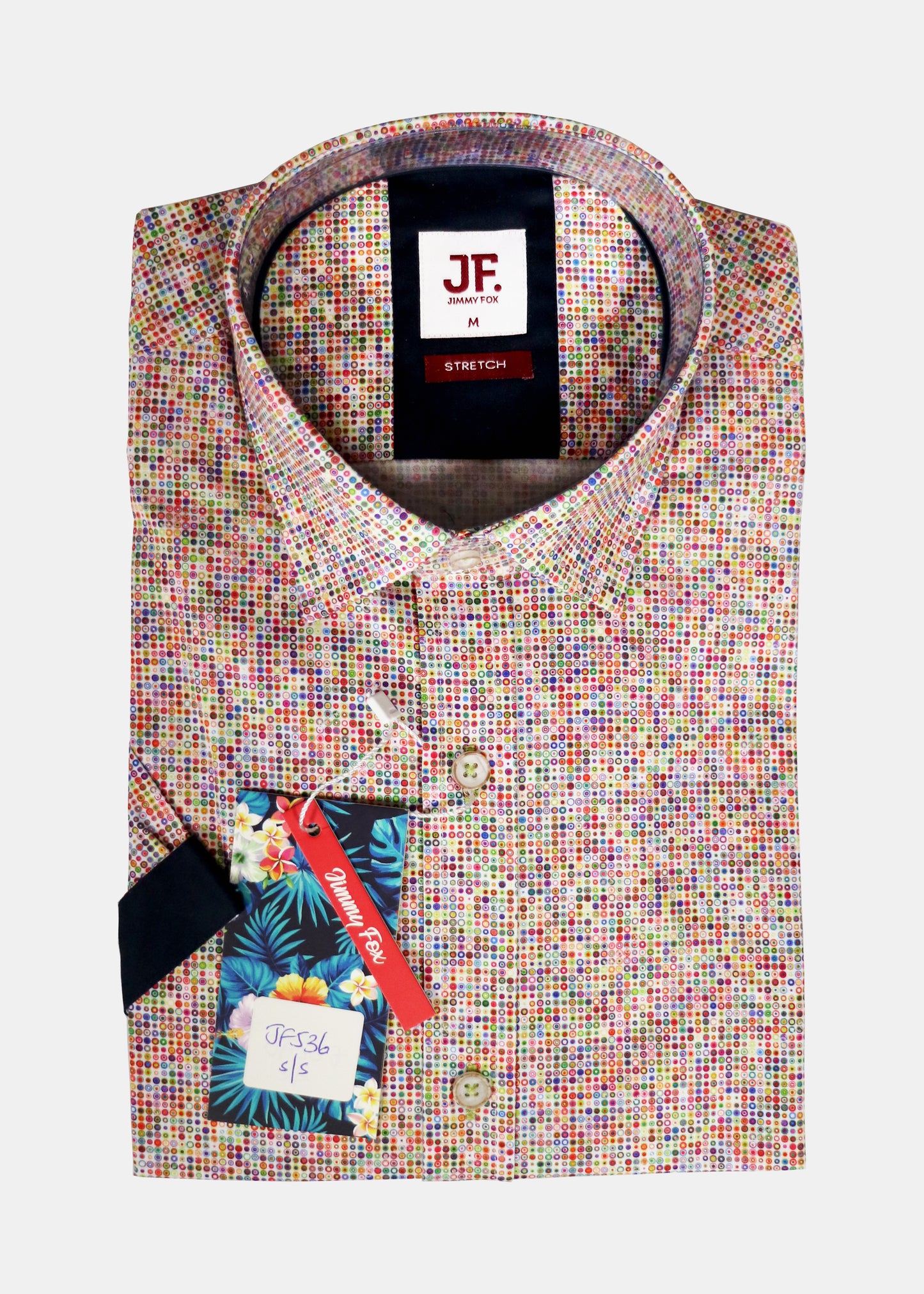 Multi Coloured Circled Print Tailored Fit Short Sleeve Shirt