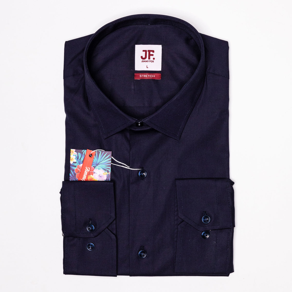 Navy Tailored Fit Long Sleeve Shirt I Jimmy Fox Shirts