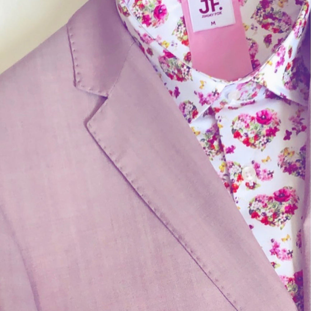 Floral Hearts Print Slim Fit L/S Shirt