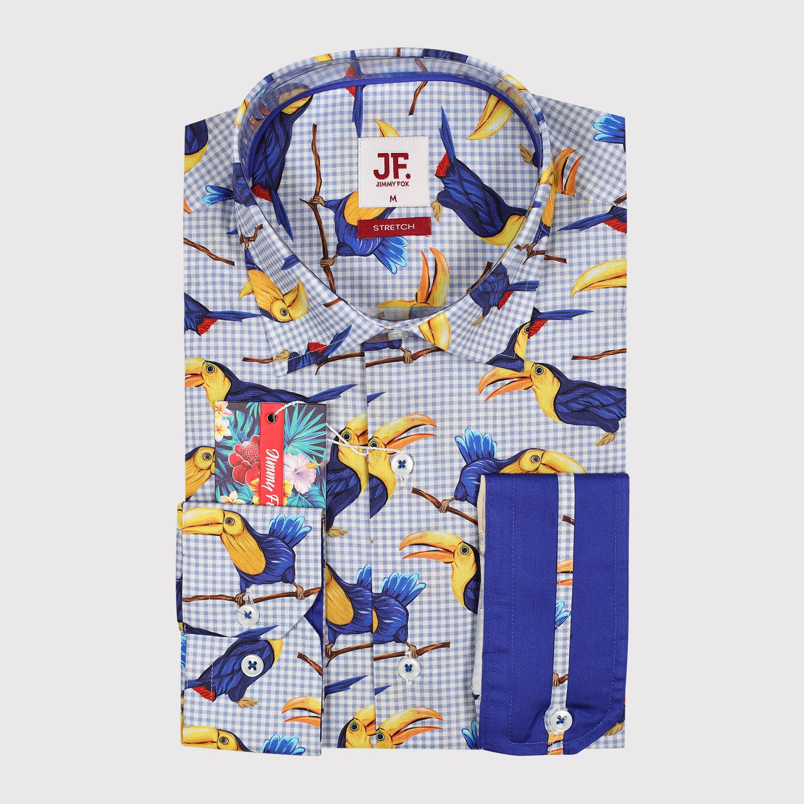 JF-JA2042 JIMMY FOX oucan Gingham Check Print Poplin Stretch Slim Fit L/S Shirt