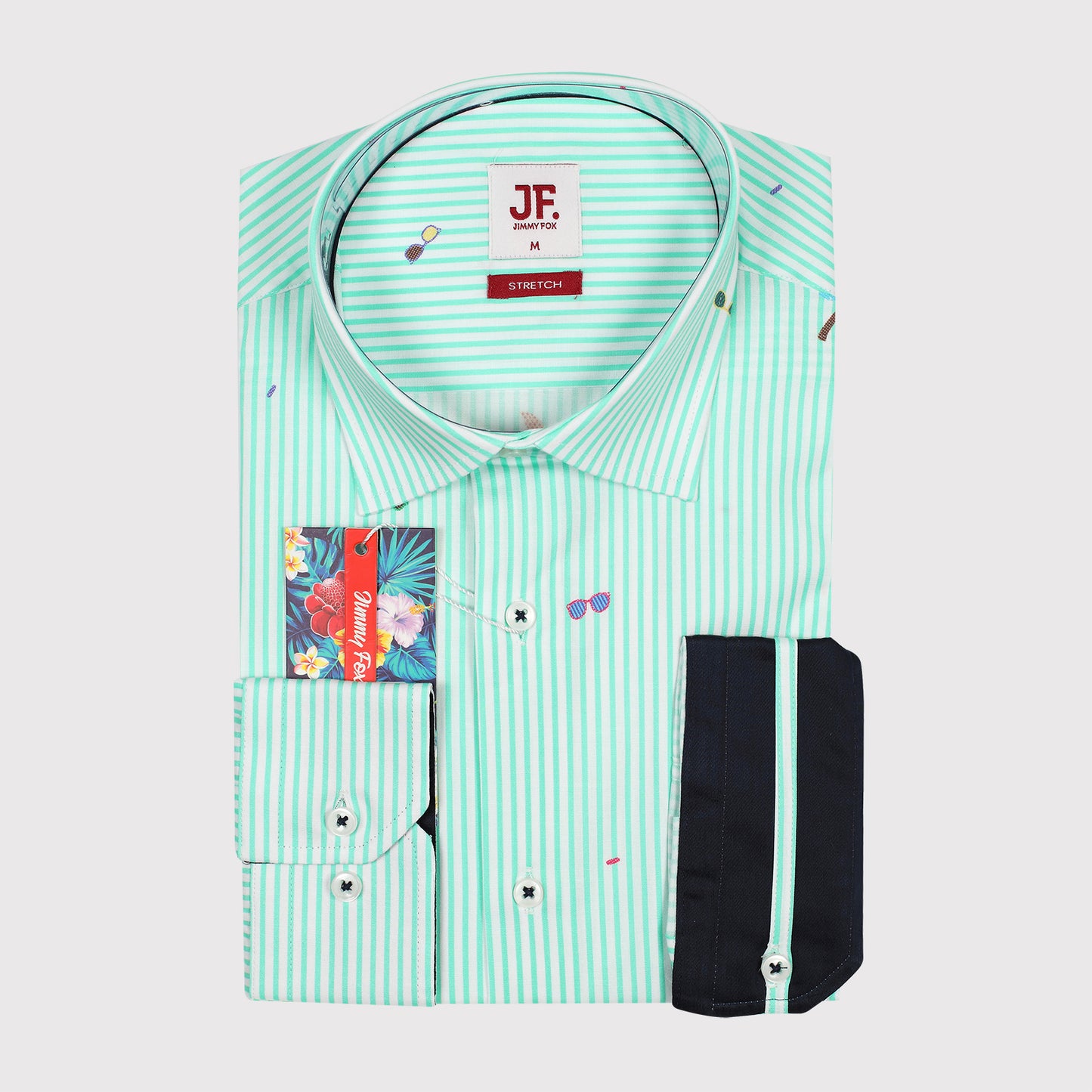 JF-JA2044 Summer Stripe Print Poplin Stretch Slim Fit L/S Shirt