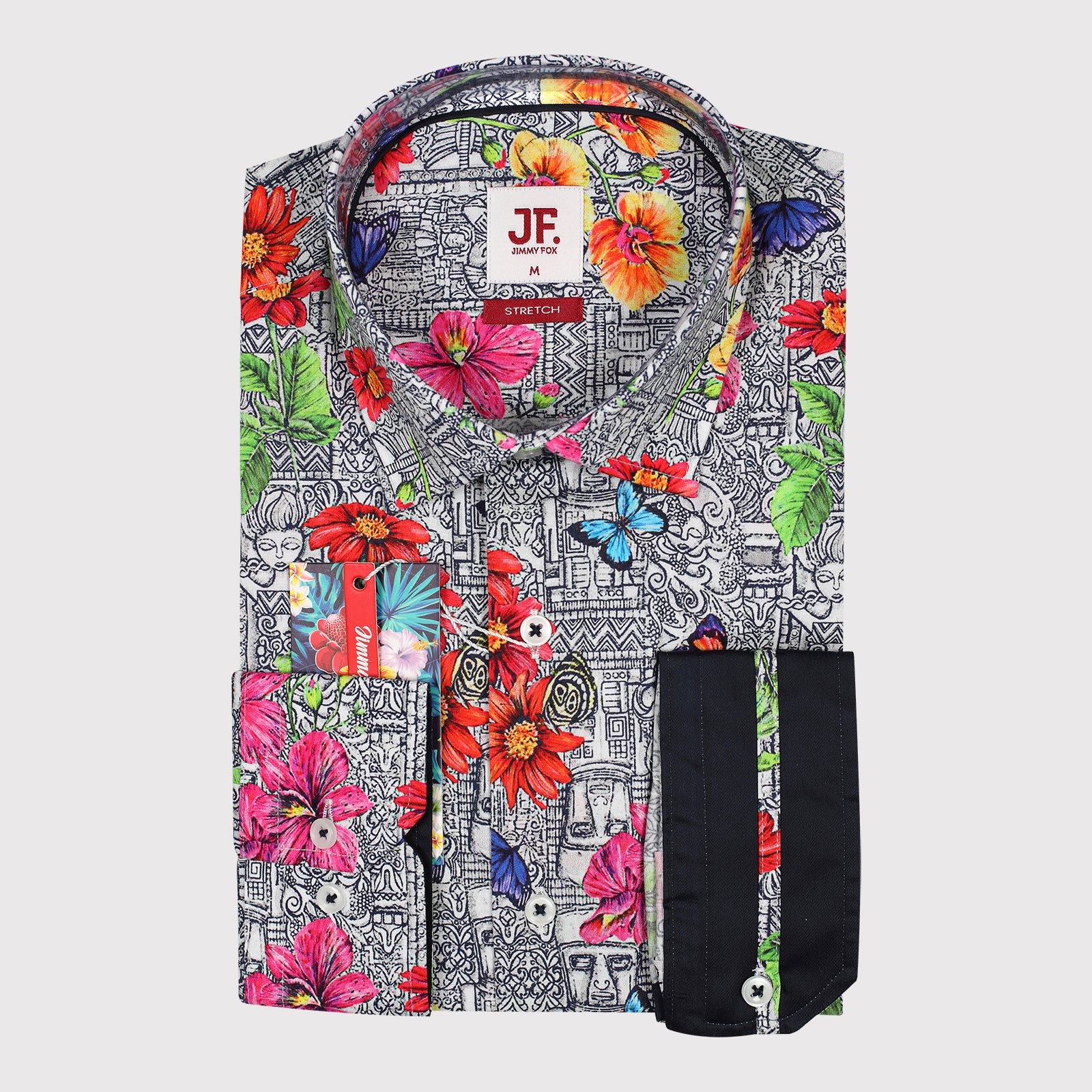 JF-JA2045 Aztec Floral Print Poplin Stretch Slim Fit L/S Shirt