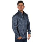 JF080 JIMMY FOX Denim Print Slim Fit L/S Shirt