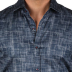 JF080 JIMMY FOX Denim Print Slim Fit L/S Shirt