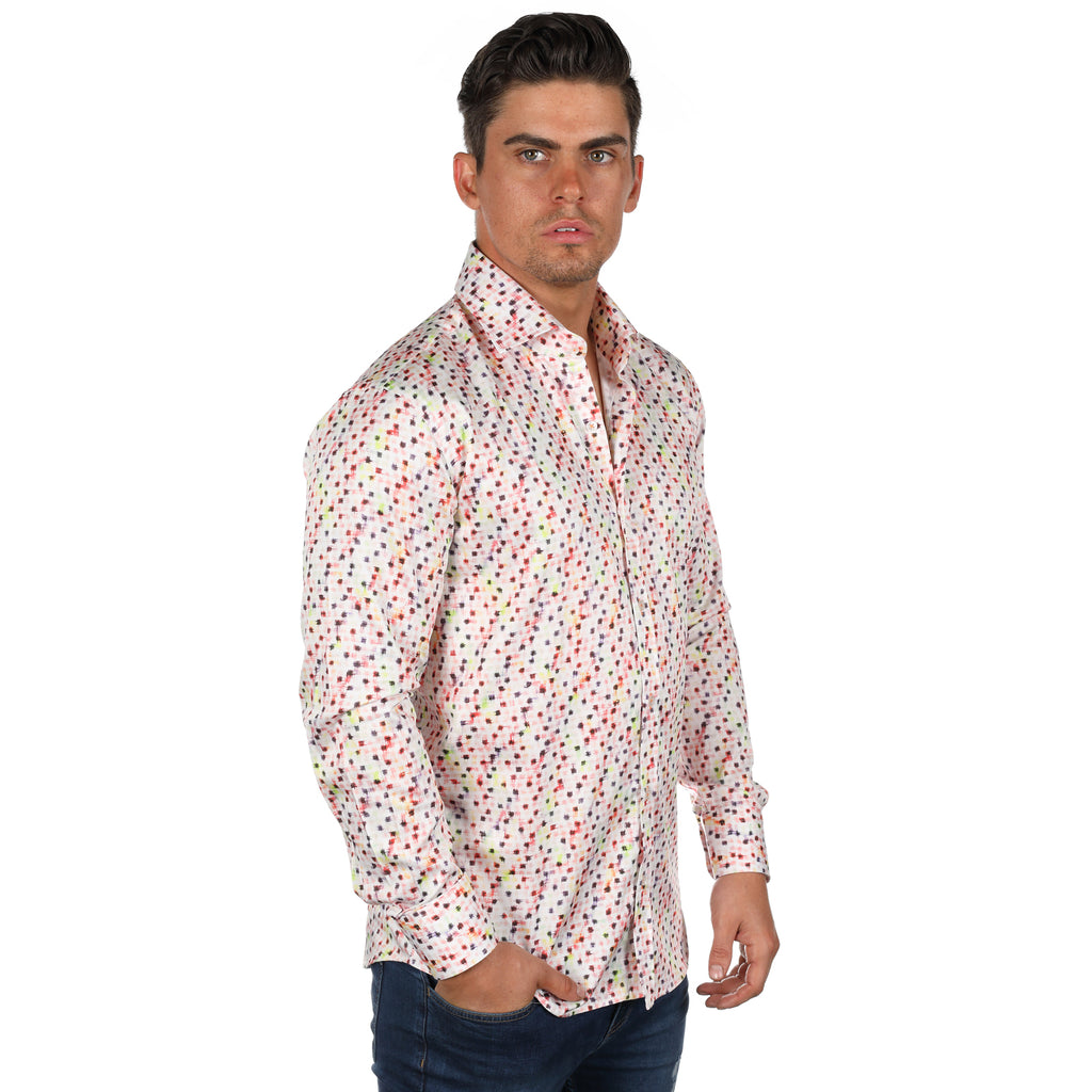 JF160 JIMMY FOX Patterned Print Slim Fit L/S Shirt