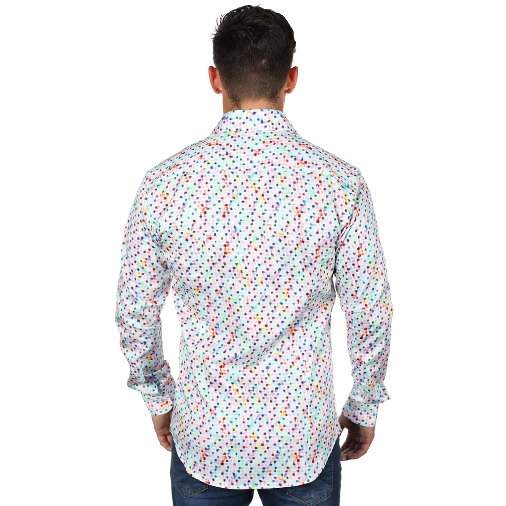 JF170 JIMMY FOX Patterned Print Slim Fit L/S Shirt