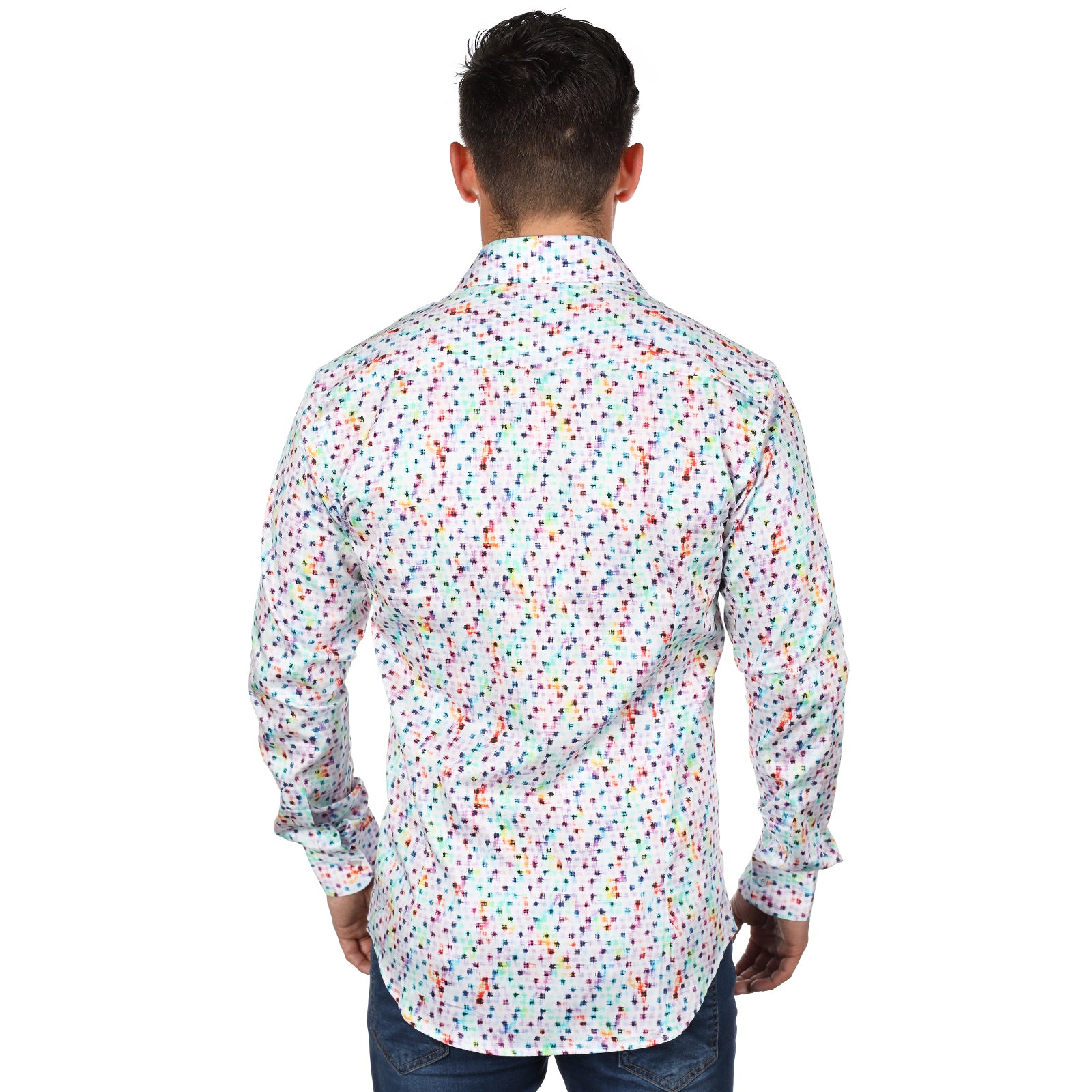 JF170 JIMMY FOX Patterned Print Slim Fit L/S Shirt