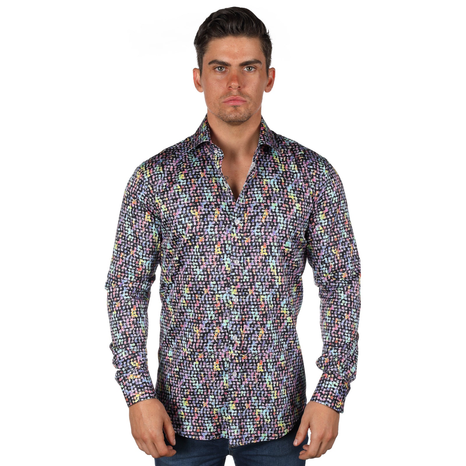 JF180 JIMMY FOX Patterned Print Slim Fit L/S Shirt