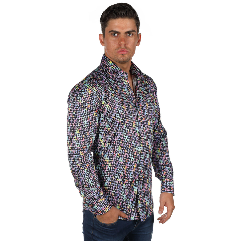 JF180 JIMMY FOX Patterned Print Slim Fit L/S Shirt