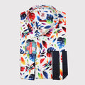 JF422 JIMMY FOX Colourful Summer Floral Print Sateen Stretch Slim Fit L/S Shirt