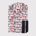 JF2028 JIMMY FOX Palm Print Sateen Stretch Slim Fit L/S Shirt