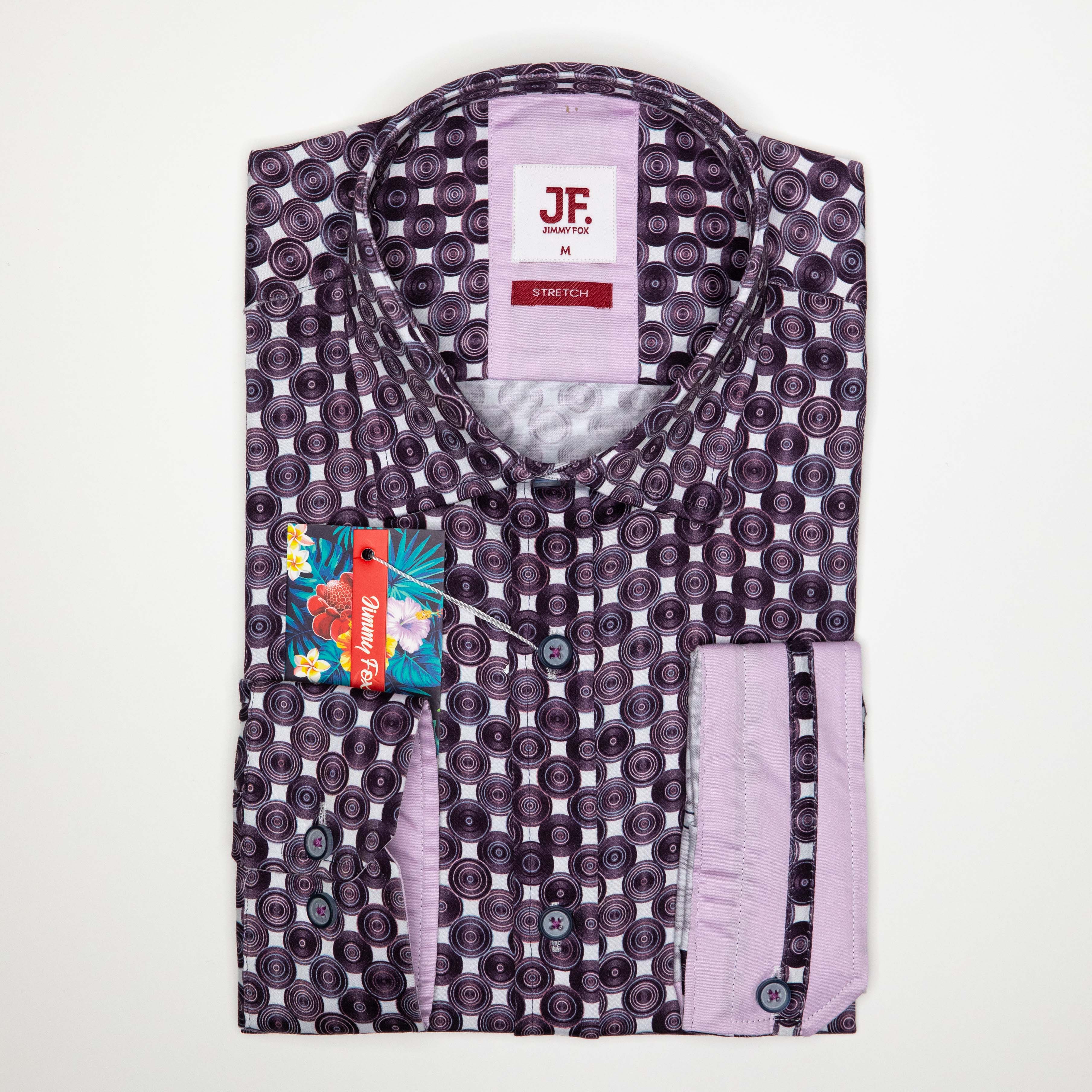 JF2216 JIMMY FOX Disc Print Tailored Fit L/S Shirt