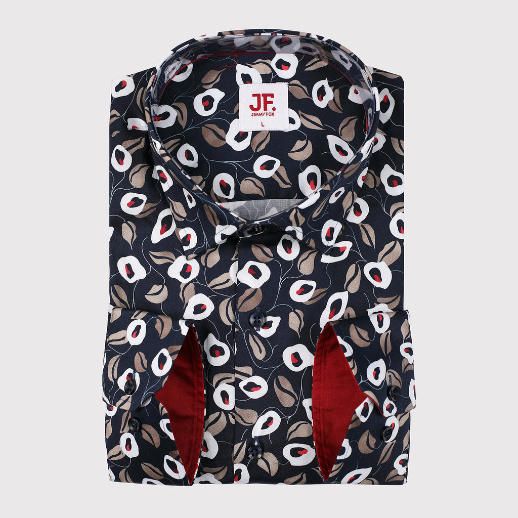 JF302 JIMMY FOX Floral Print Slim Fit L/S Shirt