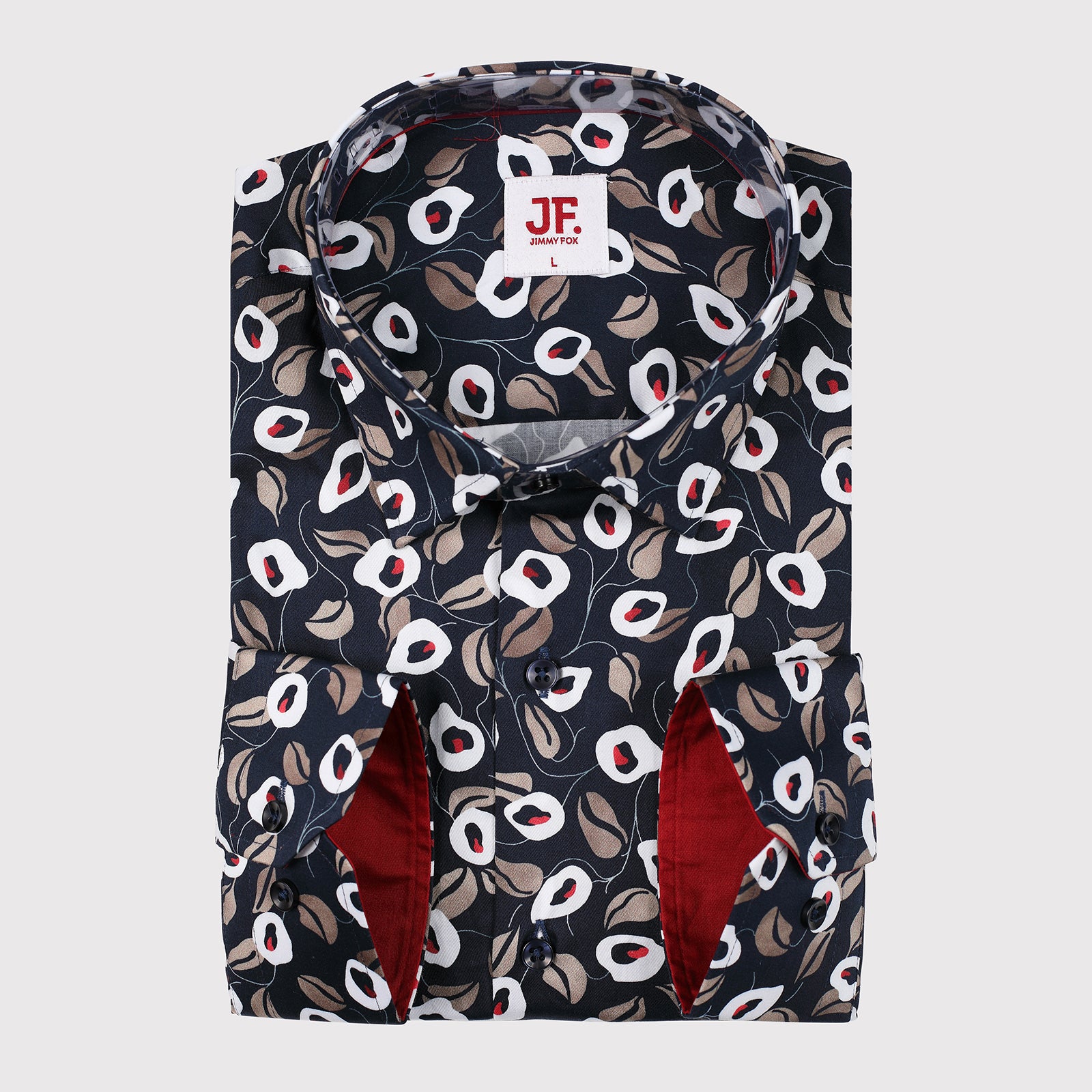 JF302 JIMMY FOX Floral Print Slim Fit L/S Shirt