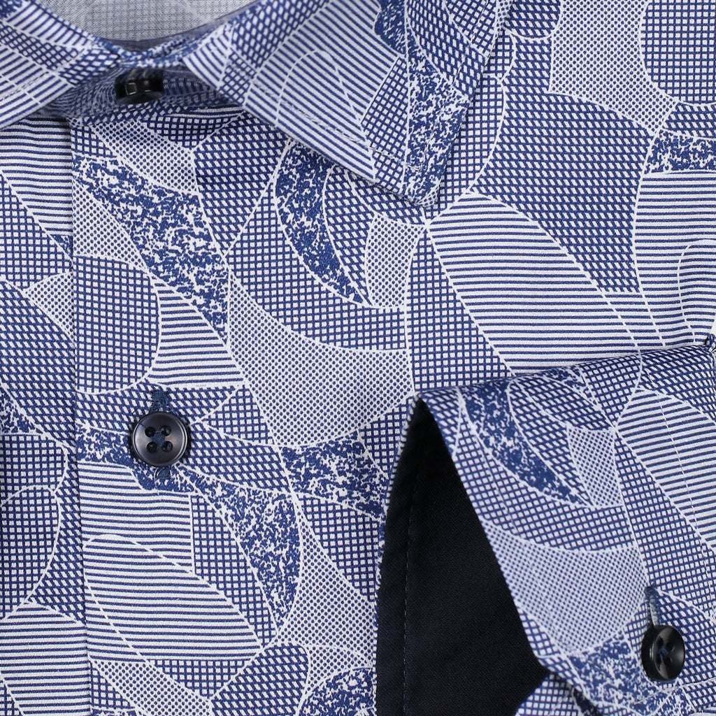 JF308 JIMMY FOX Patchwork Print Slim Fit L/S Shirt