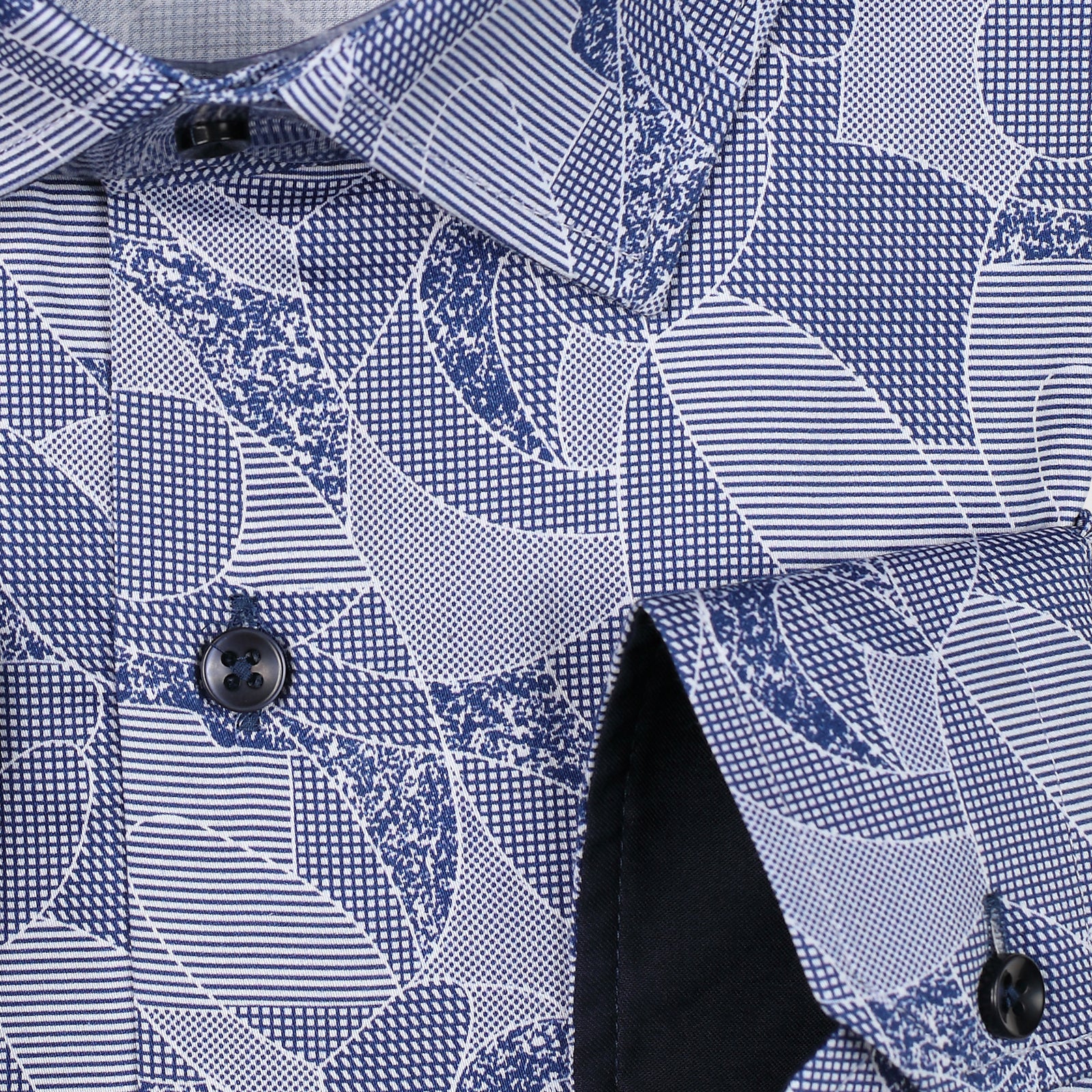 JF308 JIMMY FOX Patchwork Print Slim Fit L/S Shirt