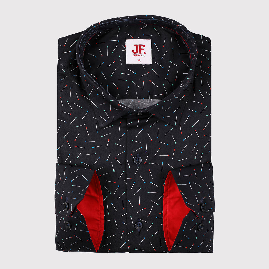 JF313 JIMMY FOX Bobby Pins Print Slim Fit L/S Shirt