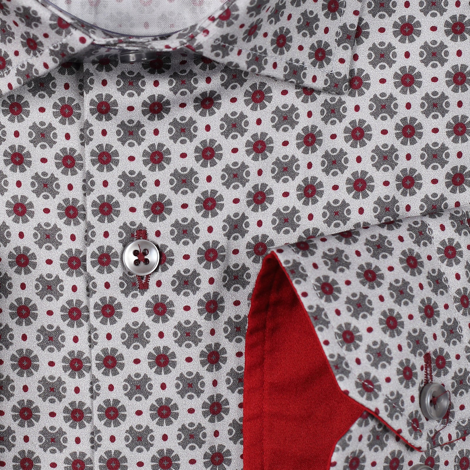 JF357 JIMMY FOX Geometric Print Slim Fit L/S Shirt