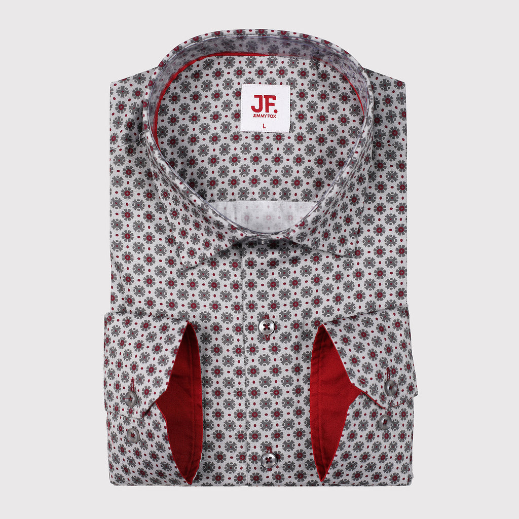 JF357 JIMMY FOX Geometric Print Slim Fit L/S Shirt