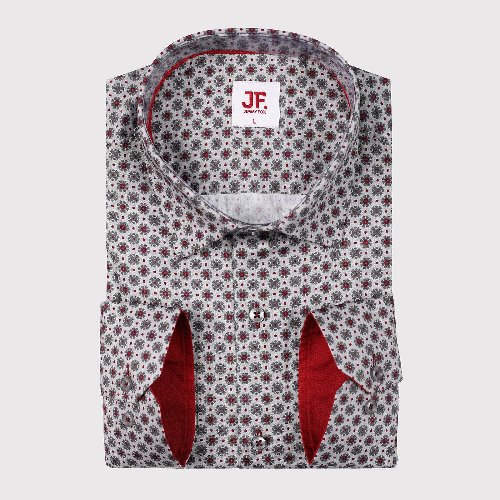 JF357 JIMMY FOX Geometric Print Slim Fit L/S Shirt