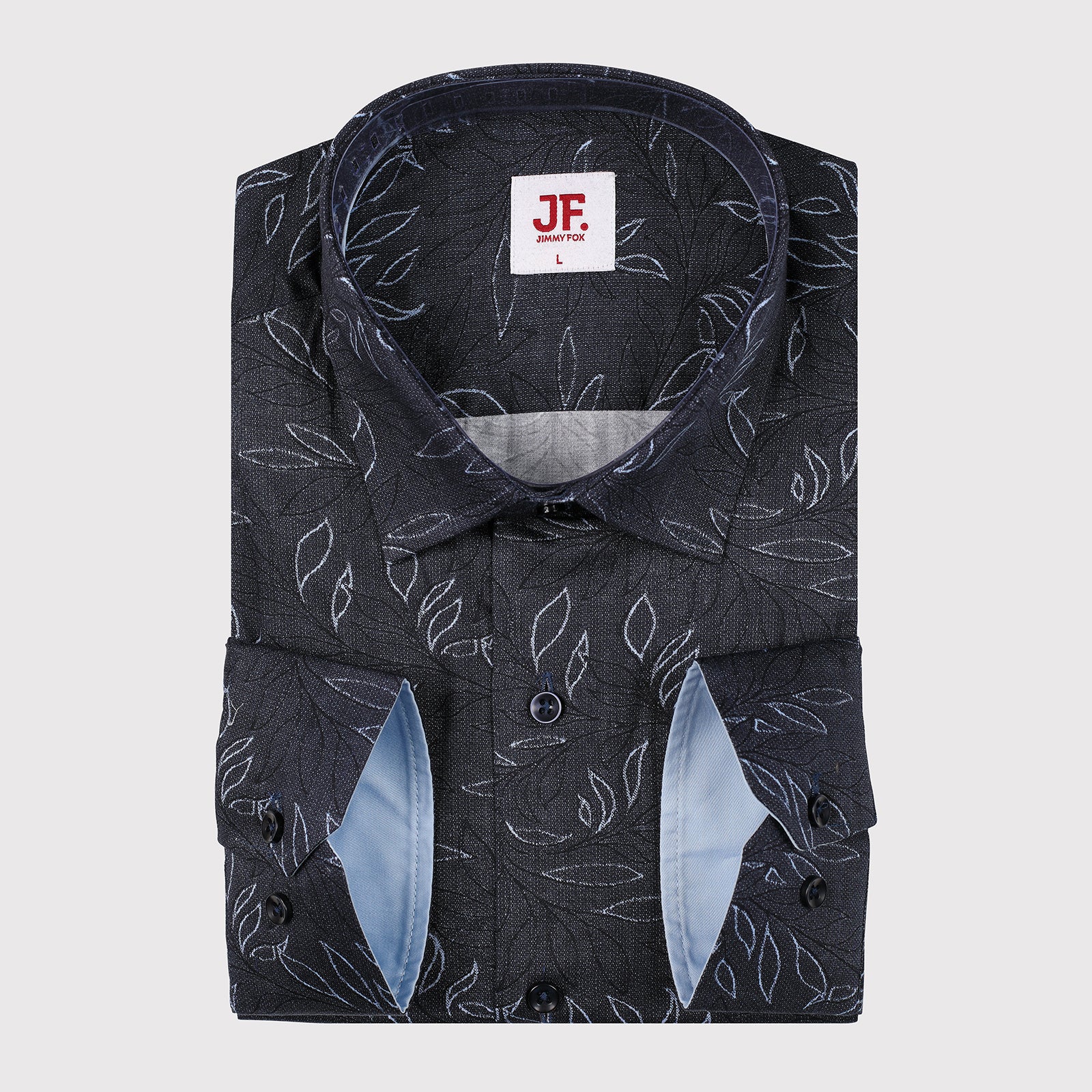 JF359 JIMMY FOX Subtle Leaf Print Slim Fit L/S Shirt
