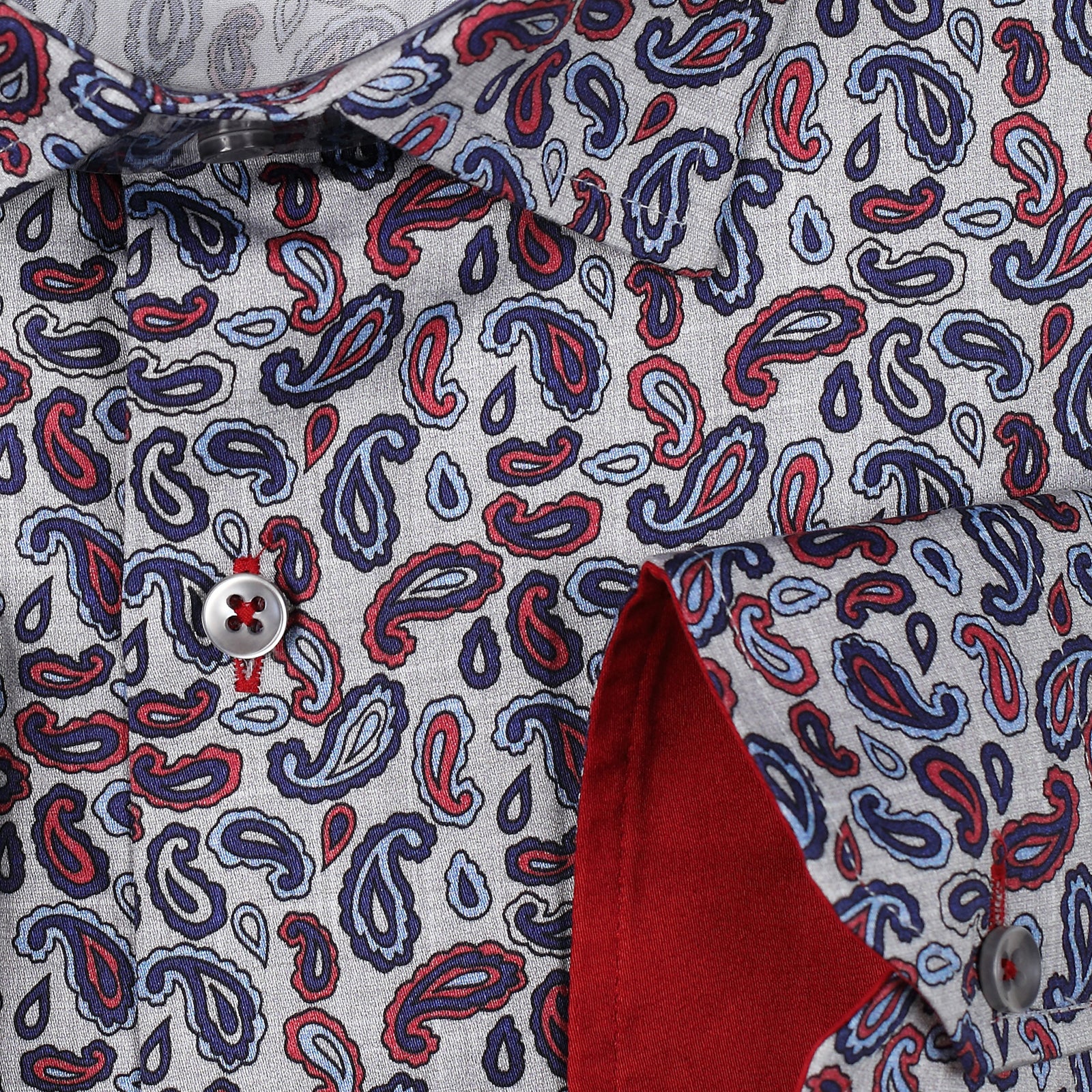 JF361 JIMMY FOX Mini Paisley Print Slim Fit L/S Shirt