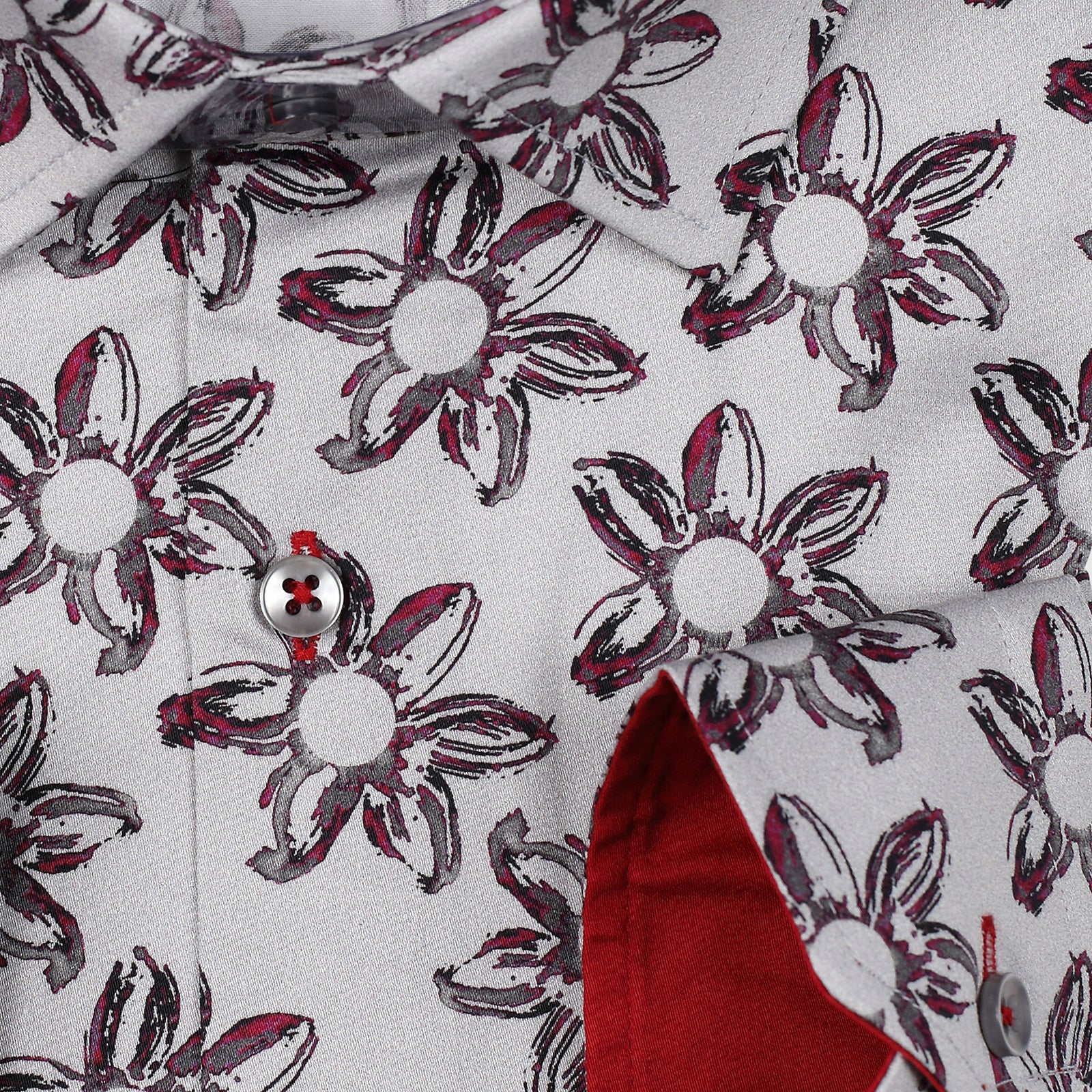 JF363 JIMMY FOX Star Floral Print Slim Fit L/S Shirt