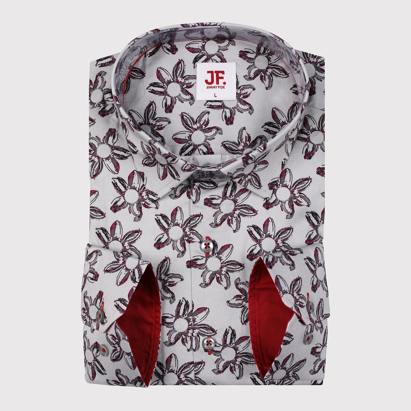 JF363 JIMMY FOX Star Floral Print Slim Fit L/S Shirt