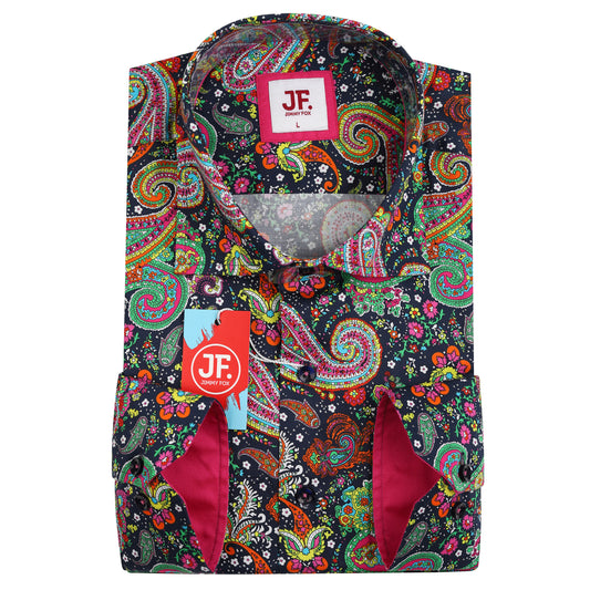 Psychedelic Paisley Print Slim Fit L/S Shirt