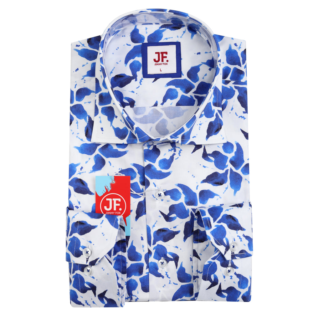 Abstract Floral Print Slim Fit L/S Shirt