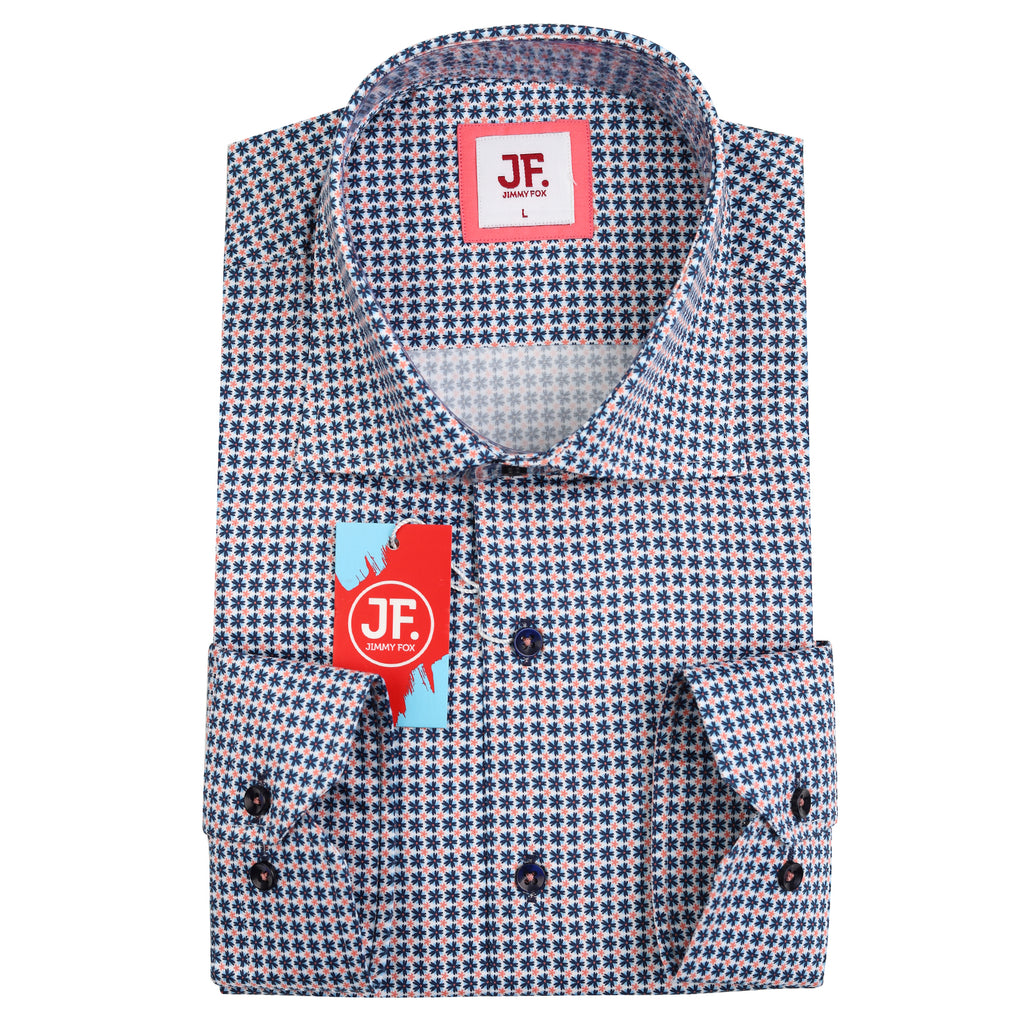 JF849 JIMMY FOX Mini Floral Print Slim Fit L/S Shirt