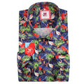 JF856 JIMMY FOX Tropical Flamingo Print Slim Fit L/S Shirt