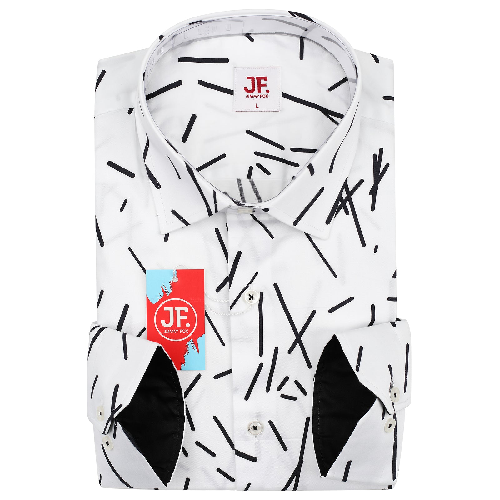 JF907 JIMMY FOX Abstract Broken Stripe Print Slim Fit L/S Shirt